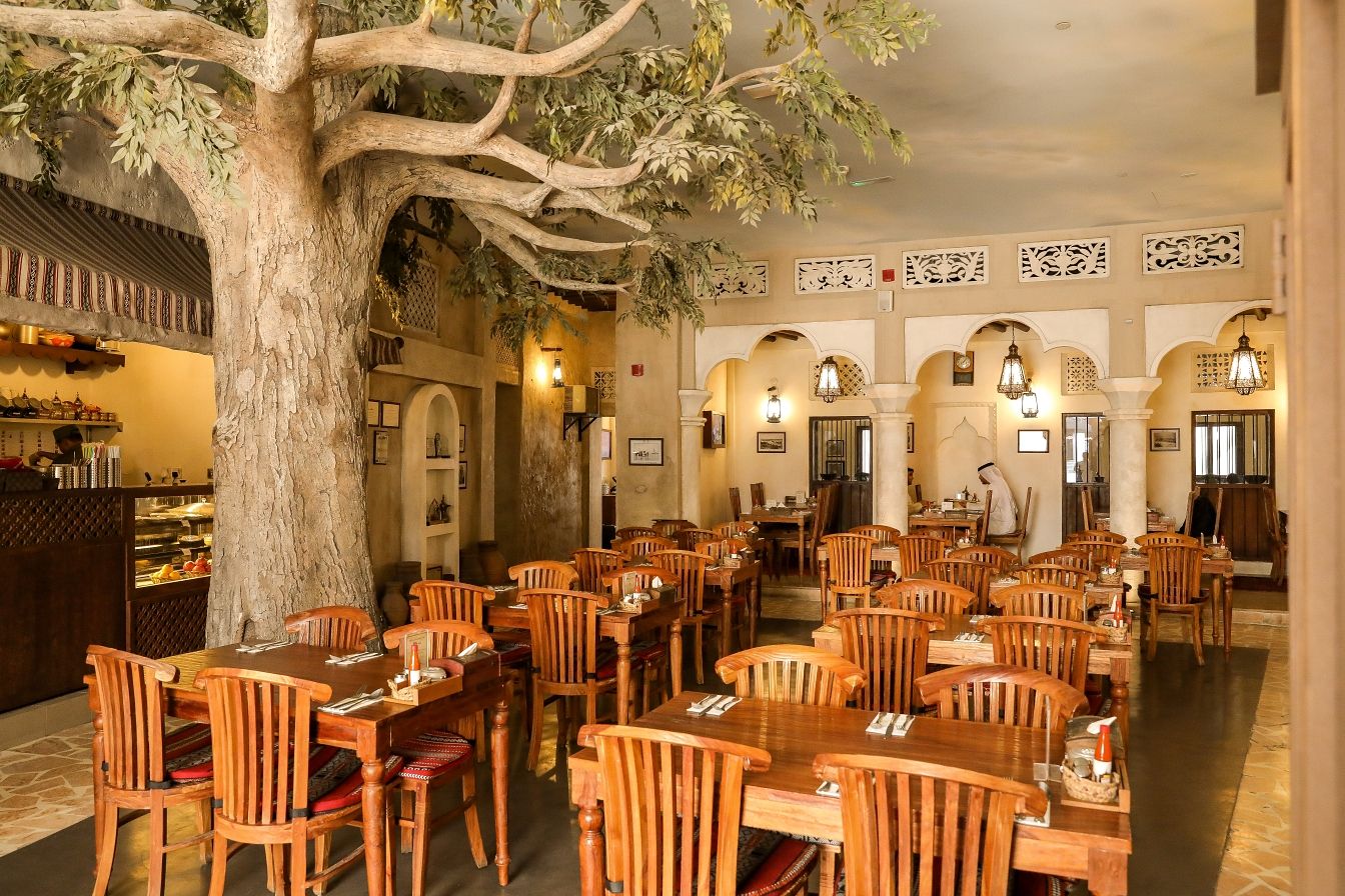 The Yas Mall dining hall beneath a great tree