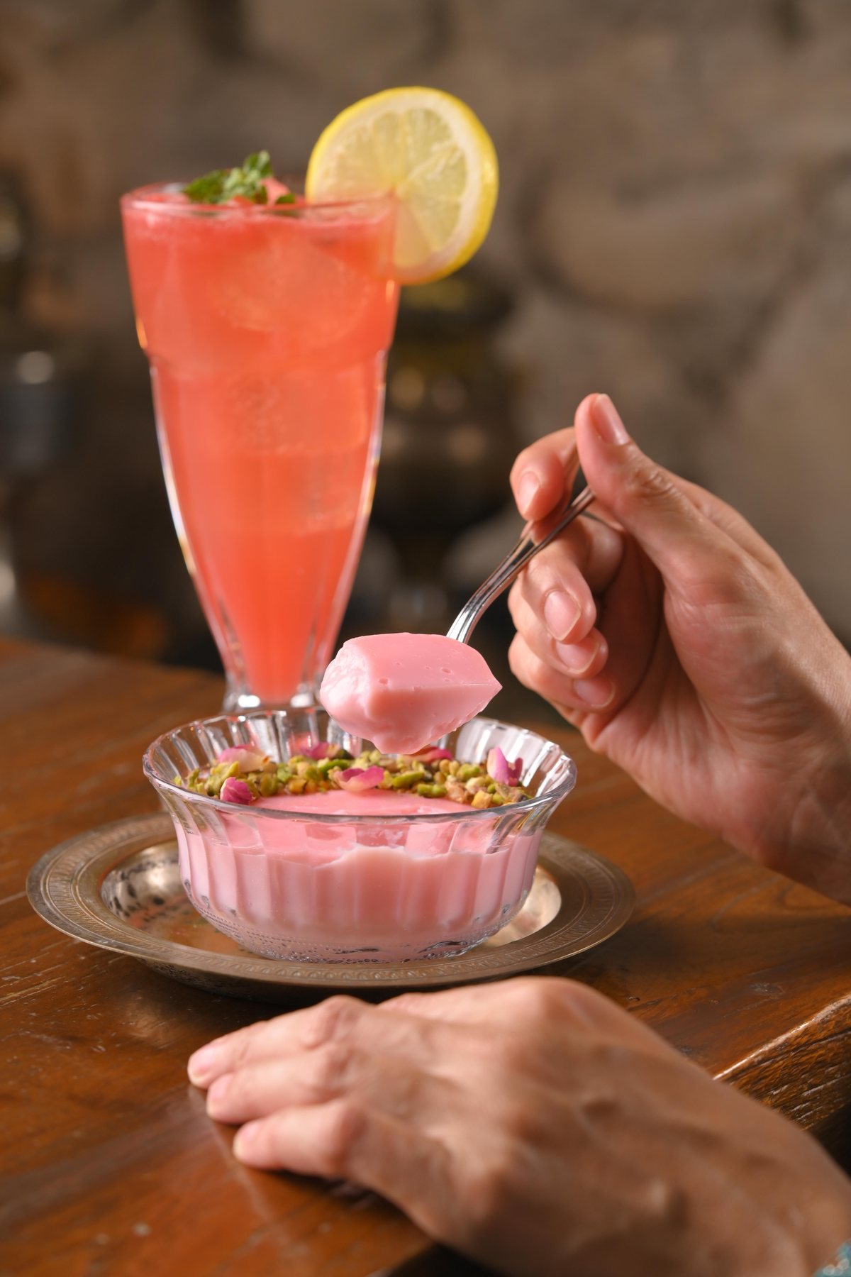 The first spoon of Pink Mahalabia